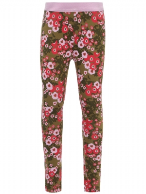 NMFKARI LEGGING Grna Rosa Blommor EKO