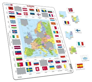 Pussel Europa med Europas Flaggor - 70 bitar
