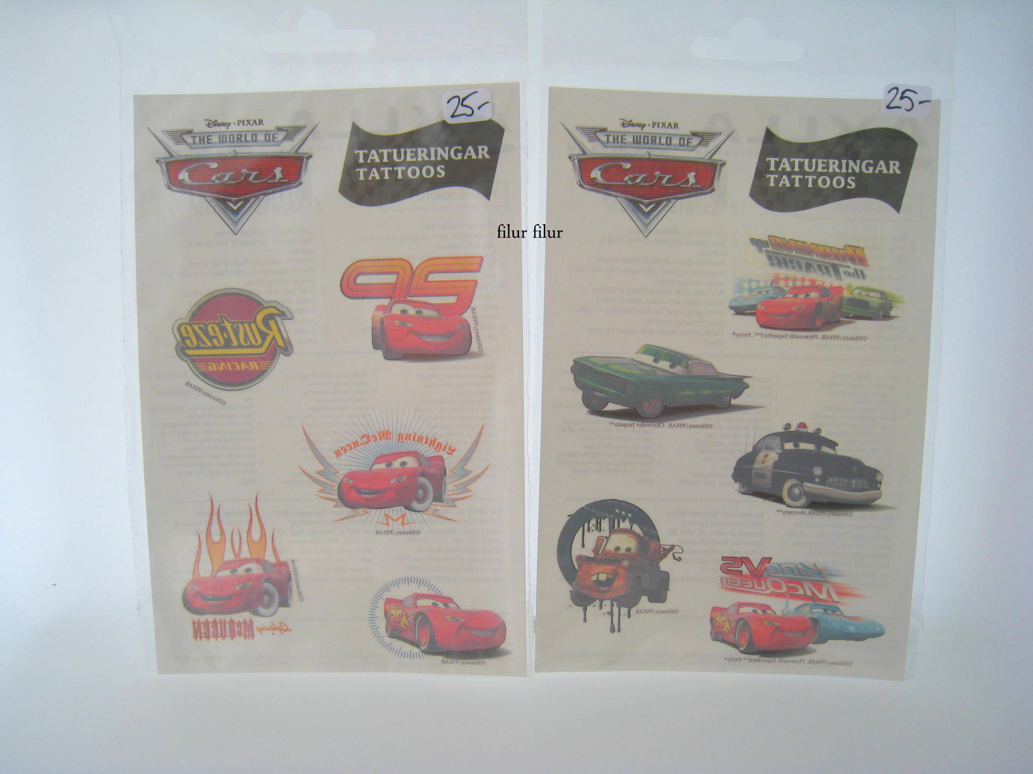 Cars Tatuering, olika sorter
