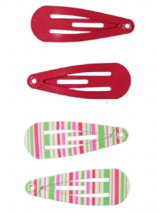 Hårspänne Röd / Randig 4-pack