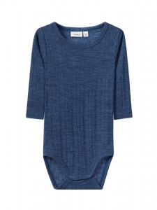 NBMWANG WOOL NEEDLE LS BODY NOOS BLÅ