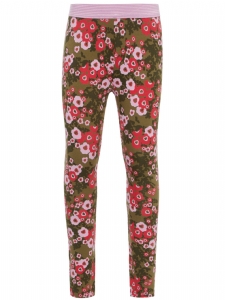 NMFKARI LEGGING Grna Rosa Blommor EKO