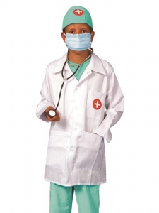 Doktors Set - Doktorsrock, byxor, stetoskop, mm