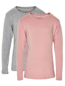 Top LS Grå/Rosa med Spets 2-pack